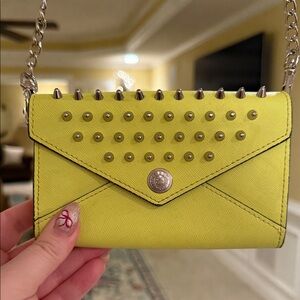 Studded yellow crossbody/clutch